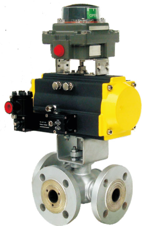 氣動(dòng)三通法蘭球閥