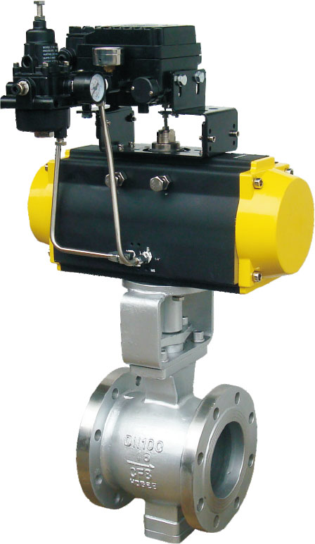 氣動對夾式、法蘭式V型球閥